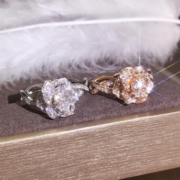 NEW 925 Sterling Silver Diamond Rose Ring - Picture 4 of 6